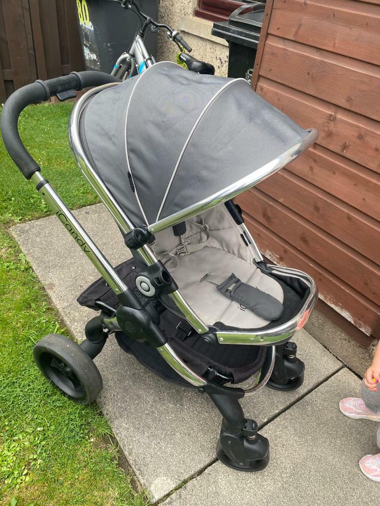 cross silver stroller
